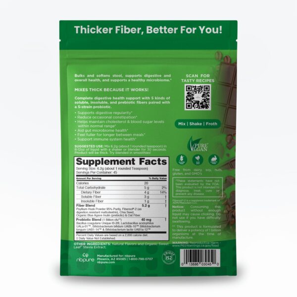 suplemento de fibra nbpure mezcla multicomponente mocha