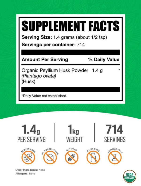 Suplemento de fibra soluble de psyllium para hornear y dieta