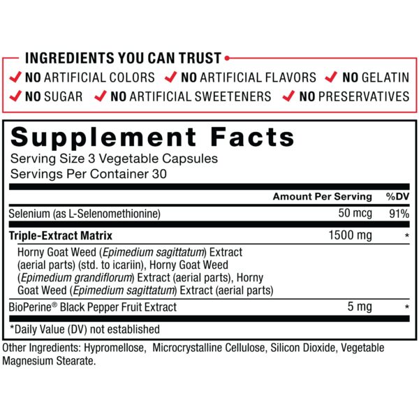 Version 1.0.0 Suplemento Force Factor Horny Goat Weed Max con extracto de pimienta negra