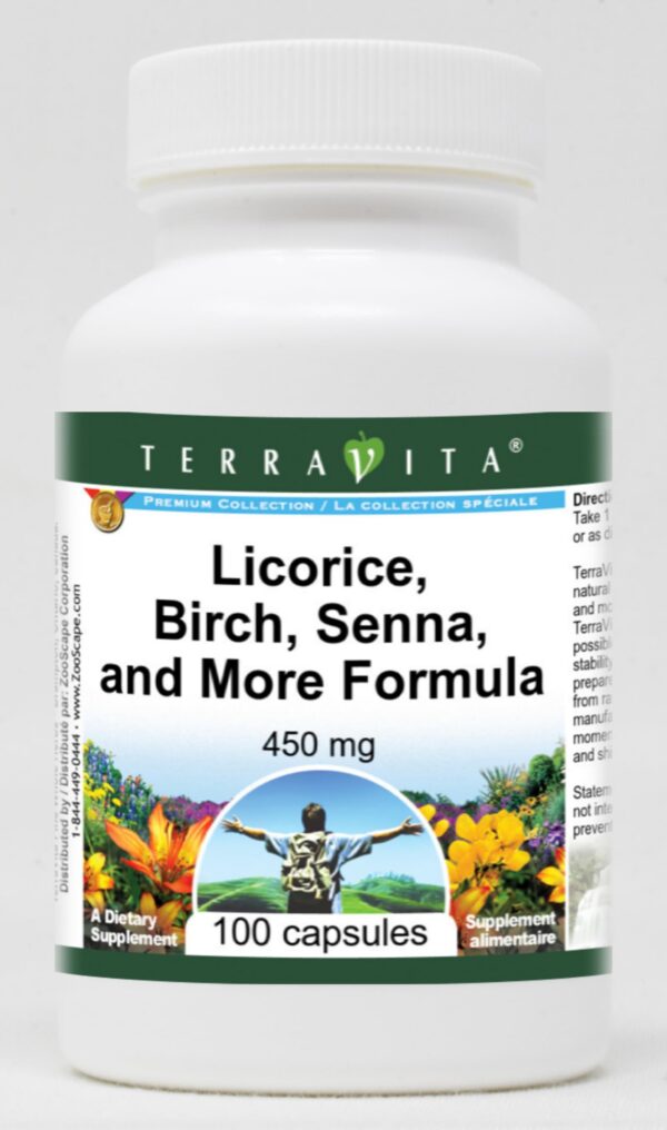 Suplemento fórmula regaliz abedul sena 450 mg 100 cápsulas TerraVita