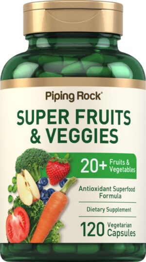 Suplemento de frutas y verduras Piping Rock en envase