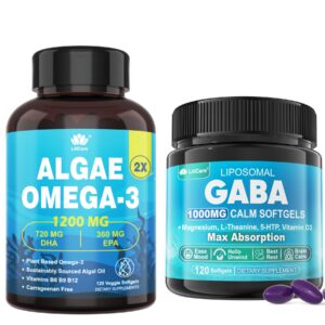 Suplemento GABA y aceite de algas omega-3 vegano LILICARE