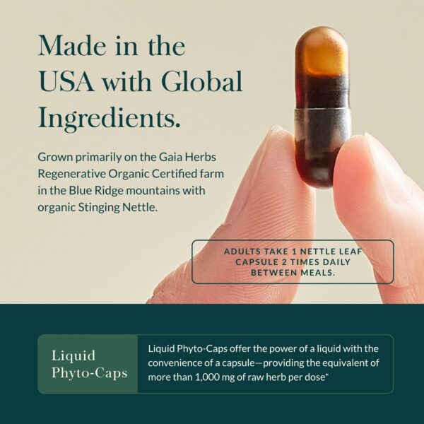 Suplemento Gaia Herbs hoja de ortiga urente orgánico 60 cápsulas