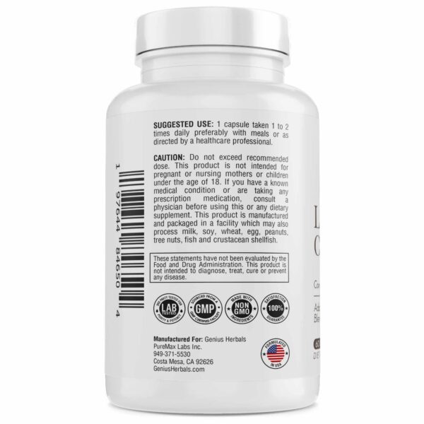 Suplemento Genius Herbals Lions Mane ingredientes naturales