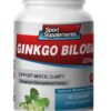 Frasco de suplemento Ginkgo Biloba 120mg para memoria y concentración