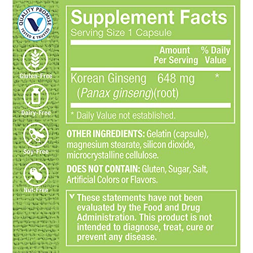 Suplemento ginseng coreano 60 cápsulas energía y vitalidad