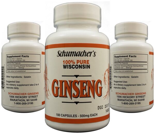 Suplemento ginseng 100% puro Wisconsin 500mg Schumacher