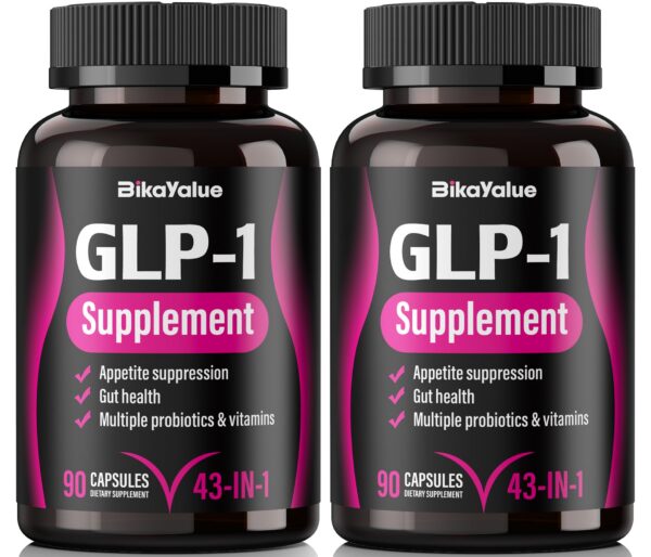 Suplemento GLP-1 con cápsulas blancas y envase