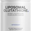 Frasco de suplemento glutatión liposomal Codeage con etiquetas claras