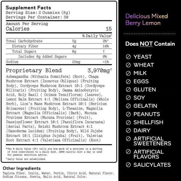 Suplemento de gomitas adaptógenas con mezcla de hongos