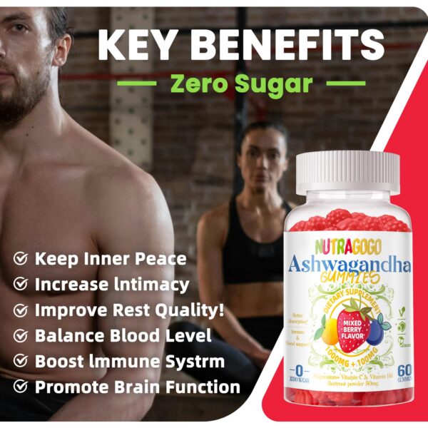 Frasco gomitas veganas Ashwagandha y Vitamina D3 NUTRAGOGO