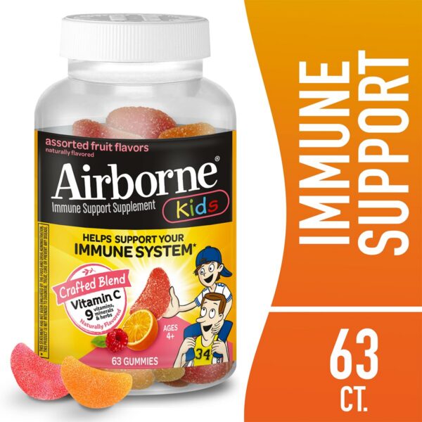 Paquete de 3 Airborne gomitas vitamina c para niños con antioxidantes