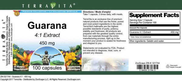 Suplemento guaraná 4 a 1 para energía y concentración TerraVita
