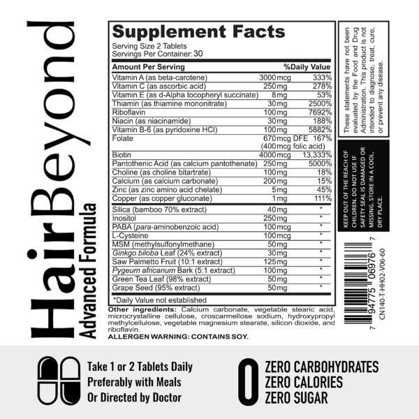 Suplemento HairBeyond vitaminas para cabello más fuerte y grueso