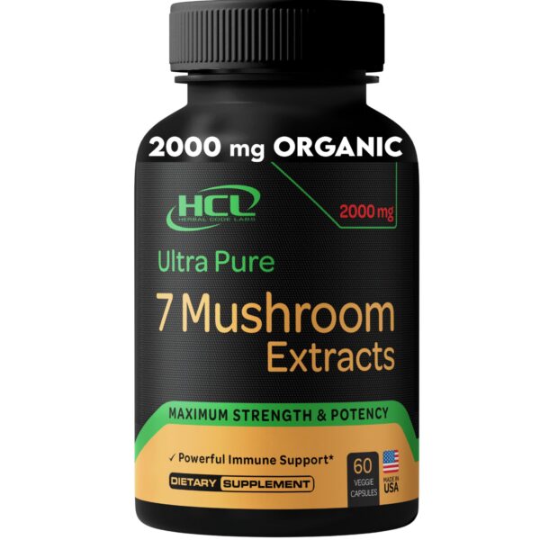 Suplemento HCL Herbal Code Labs hongos orgánicos 7 en 1