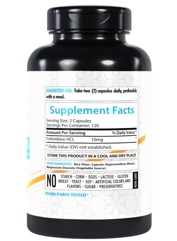 Suplemento Healthfare Yohimbine fórmula máxima potencia sin gluten