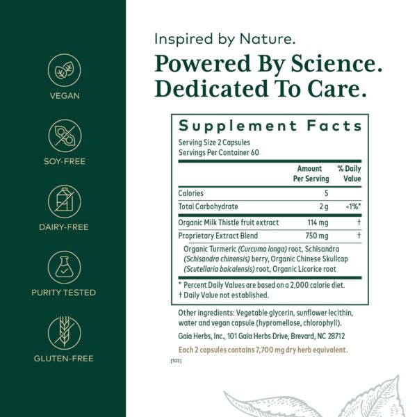 Suplemento hepático orgánico Gaia Herbs Pro Daily Liver 120 caps