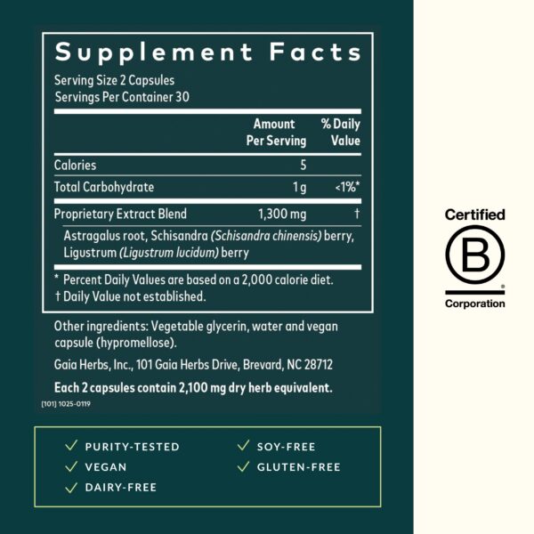 Suplemento herbal Astragalus Supreme Gaia Herbs 60 cápsulas