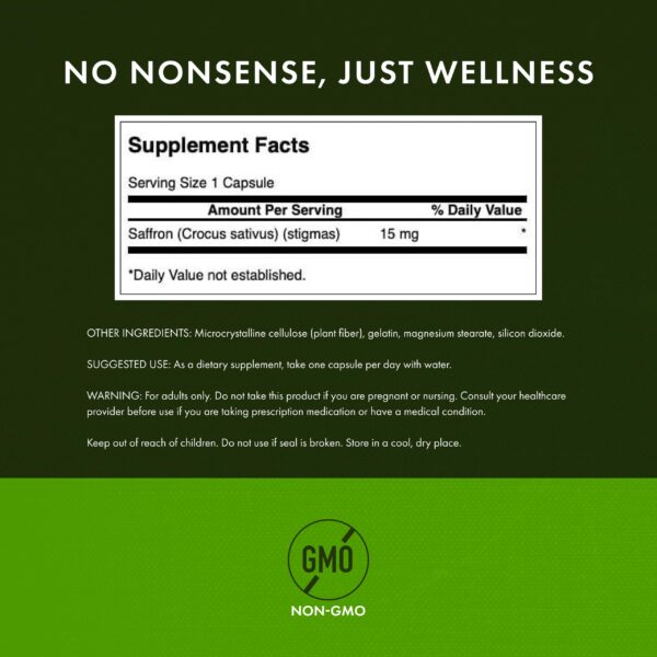 Suplemento herbal azafrán completo Swanson 60 cápsulas