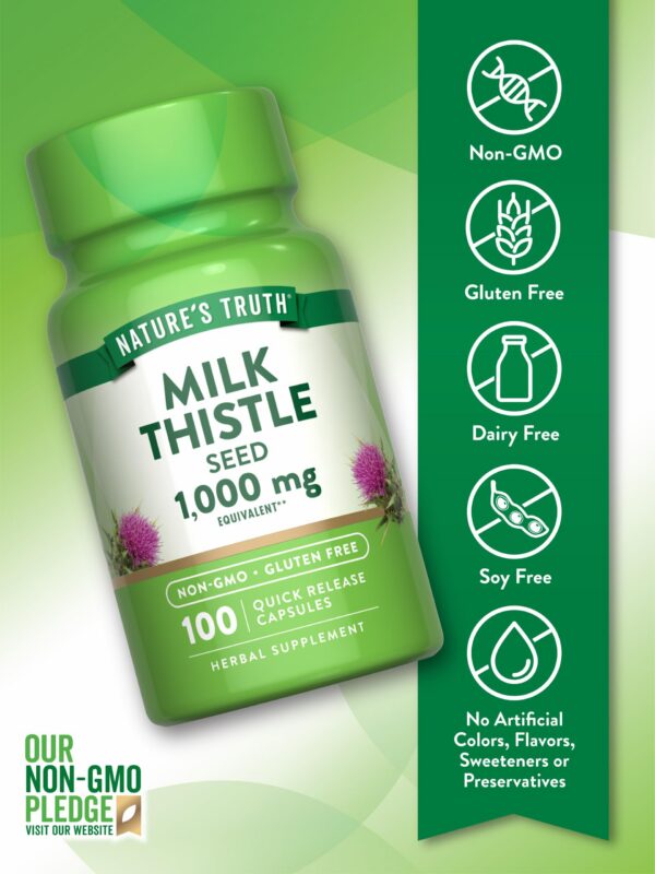 Suplemento herbal cardo mariano sin gluten y sin OMG Nature's Truth