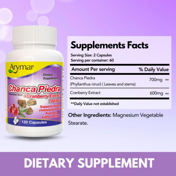 suplemento herbal con chanca piedra y arándano para salud urinaria