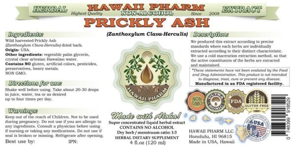 Caja extracto liquid sin alcohol corteza prickly ash suplemento