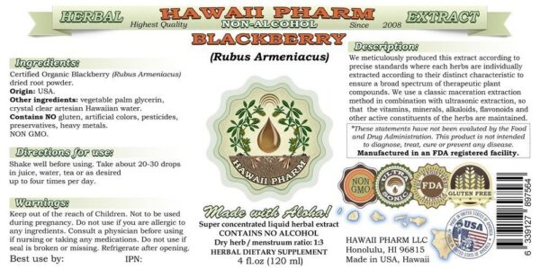 Extracto natural sin alcohol de mora en frascos grandes