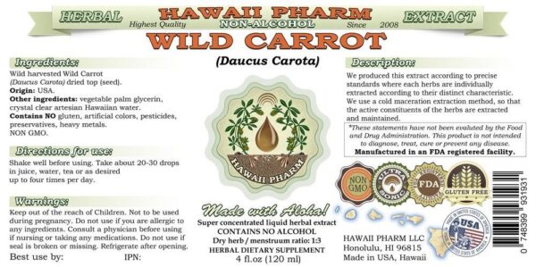 Suplemento herbal Hawaii Pharm extracto zanahoria silvestre natural