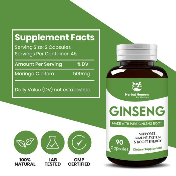 Suplemento Herbal Heaven Ginseng energía y enfoque