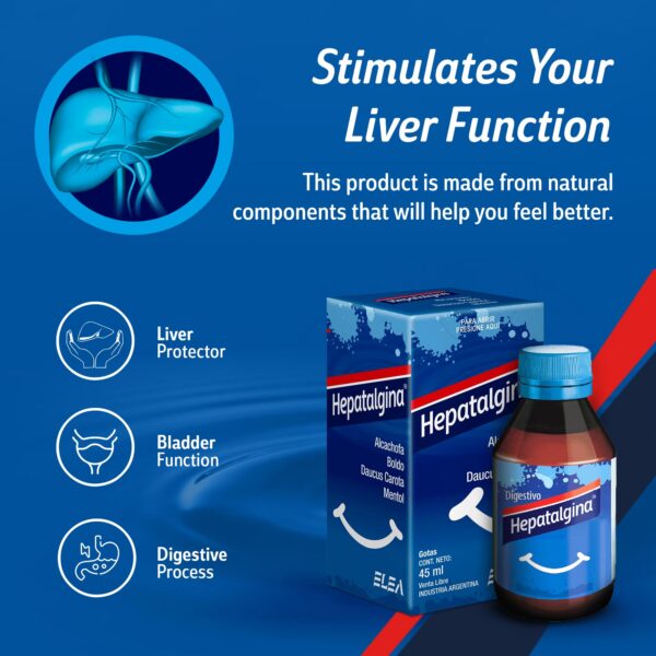 Suplemento Herbal Hepatalgina para limpieza hepática