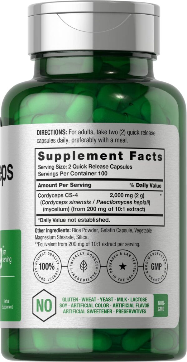 Suplemento herbal de hongos cordyceps sinensis 200 caps