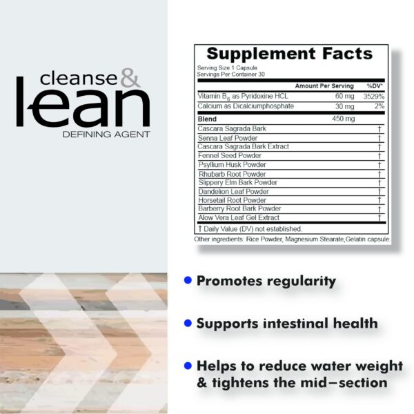 Suplemento herbal para limpieza y regularidad Cleanse & Lean