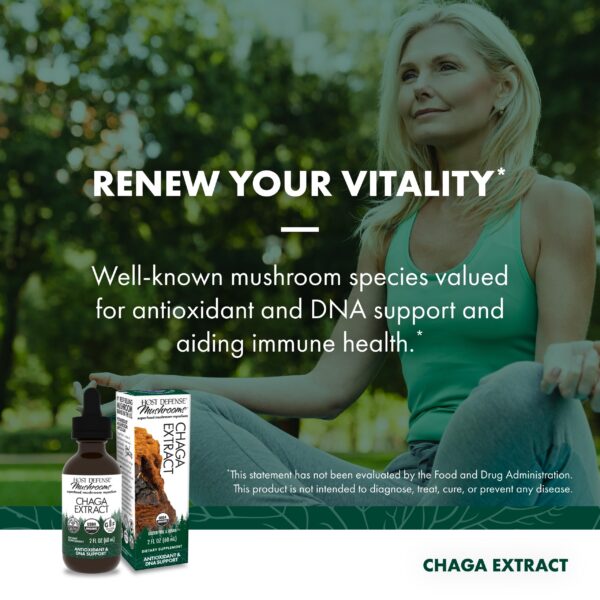 Suplemento herbal líquido Host Defense con chaga