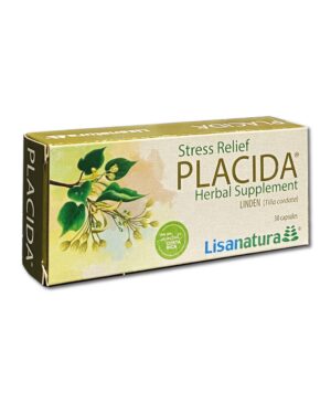 Suplemento Herbal Lisanatura Placida caja frente sin azúcar gluten lactosa