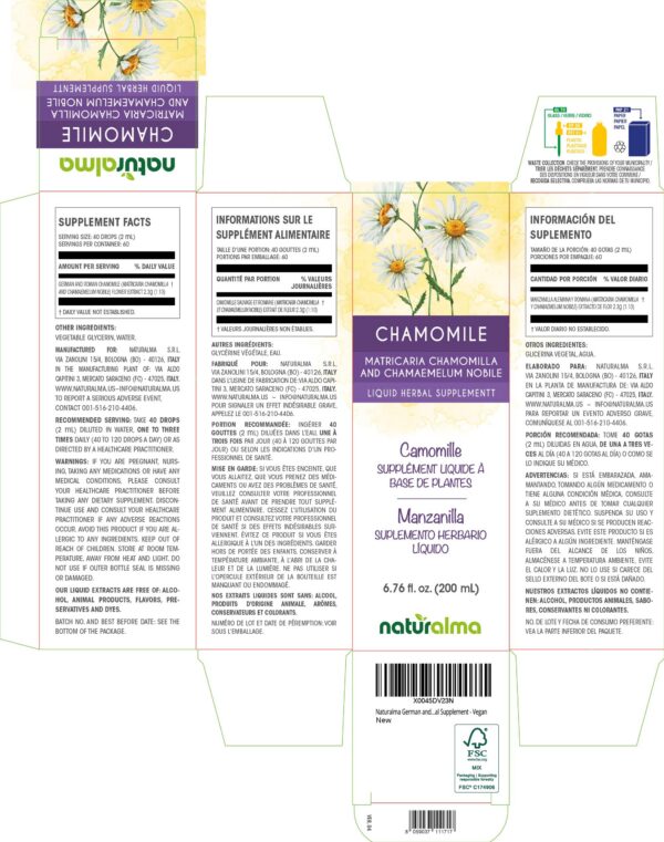 Presentación del extracto herbal de manzanilla alemana y romana en gotas