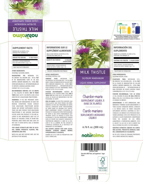 Suplemento herbal Naturalma cardo mariano vegano y natural