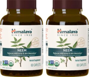 Suplemento herbal orgánico neem Himalaya botella frontal