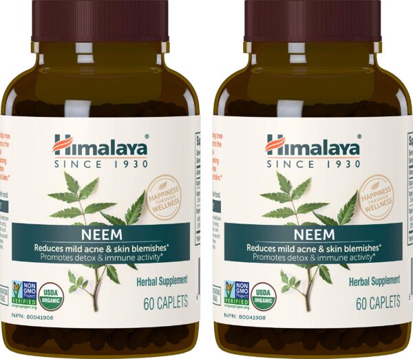 Suplemento herbal orgánico neem Himalaya botella frontal