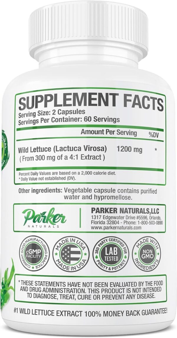 Suplemento herbal Parker Naturals extracto concentrado lechuga 4 a 1