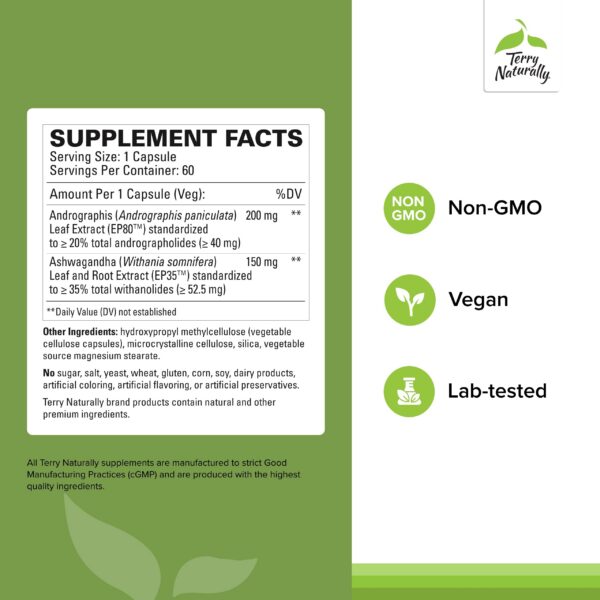 Suplemento herbal Terry Naturally con andrographis para energía