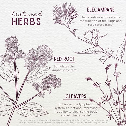 Suplemento herbal WishGarden con trébol rojo y cleavers orgánicos