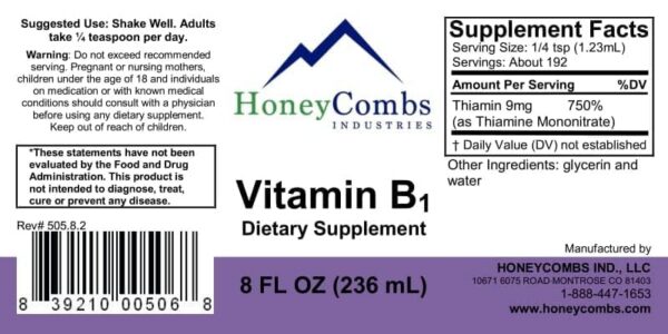 Suplemento HoneyCombs vitamina B1 apoyo sistema nervioso y energía