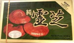 Suplemento de hongo Reishi Nissan en caja