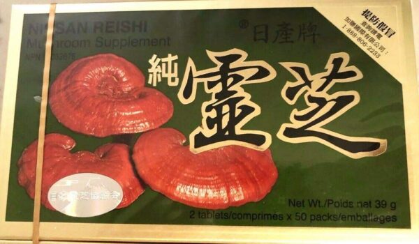Suplemento de hongo Reishi Nissan en caja
