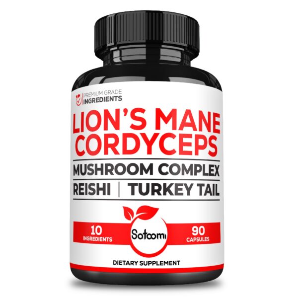 Suplemento de hongos Cordyceps 10 en 1 Satoomi envase frontal