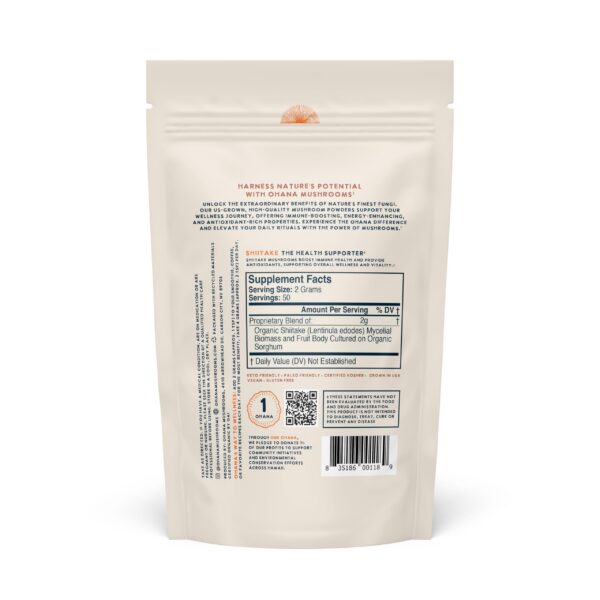 Suplemento de hongos Shiitake Ohana en polvo orgánico