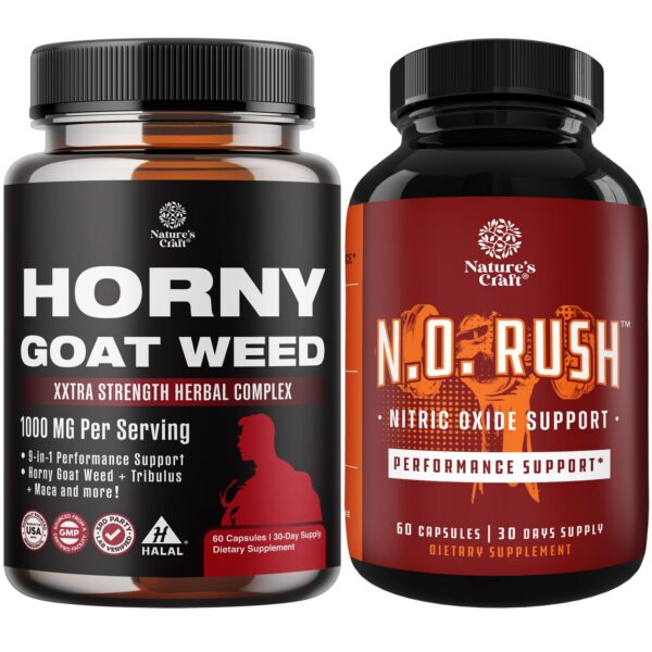 Botella suplemento Horny Goat Weed y Óxido Nítrico Natures Craft