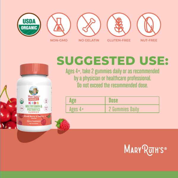 Suplemento infantil vegano MaryRuth Organics multivitamínico