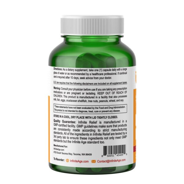 Suplemento INFINITE AGE con extracto puro de cúrcuma y salicina