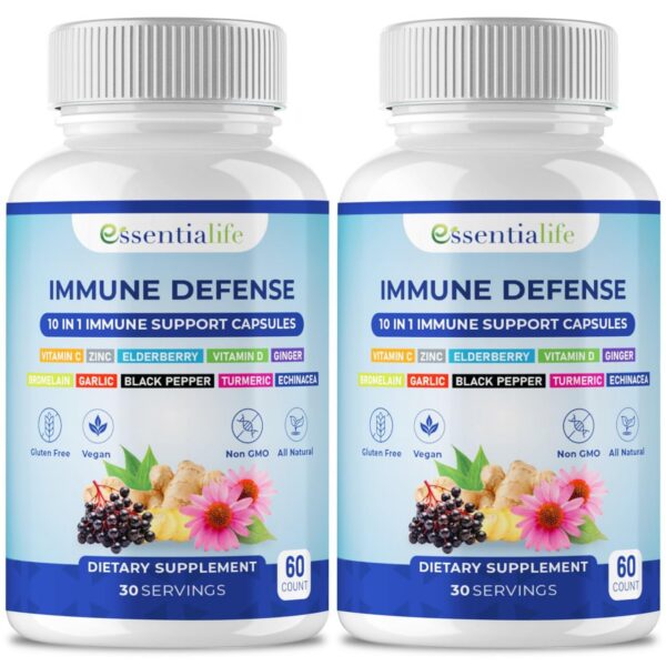 Suplemento inmunológico Essentialife con 10 ingredientes activos 120 cápsulas
